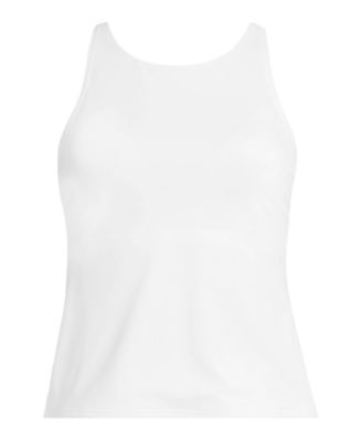 Plus Size Tugless High Neck Strappy Back Tankini Swimsuit Top