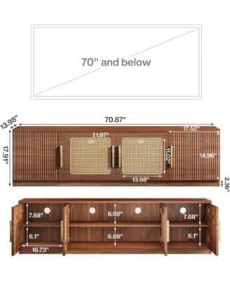 70.9&amp;#x22; Mid Century Modern Entertainment Center with 6-Tier Shelf, Wood Long Media Console Television Stands Cabinet for TVs Up to 80 Inches