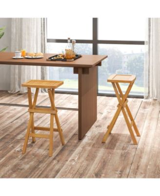 Set of 2 No Assembly Outdoor Bar Stools with Countered Seat