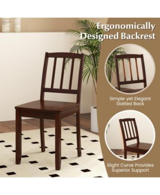 Wood Dining Chair Set of 2 with Rubber Wood Legs