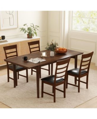 Wooden Dining Chair with Rubber Wood Frame Set of 2