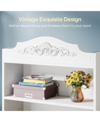 Set of 2 Tall Bookcase, Modern 5-Shelf White Library Bookshelf with Storage Shelves, Freestanding Book Shelf