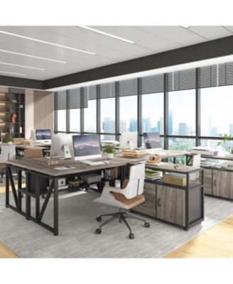 Computer Desk with Bottom Storage Shelf, Home Office Desk Writing Table for Workstation (Dark Oak, 55 inches )