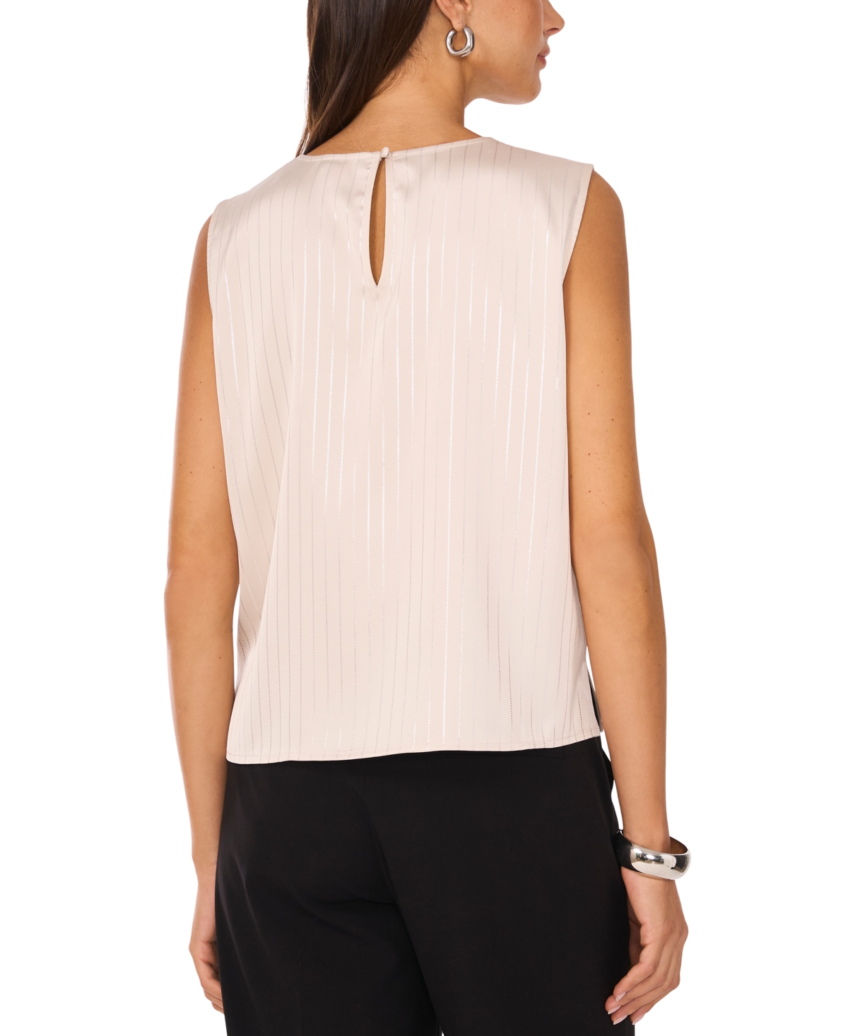 Vince Camuto Satin Boatneck Shell In Oyster Grey