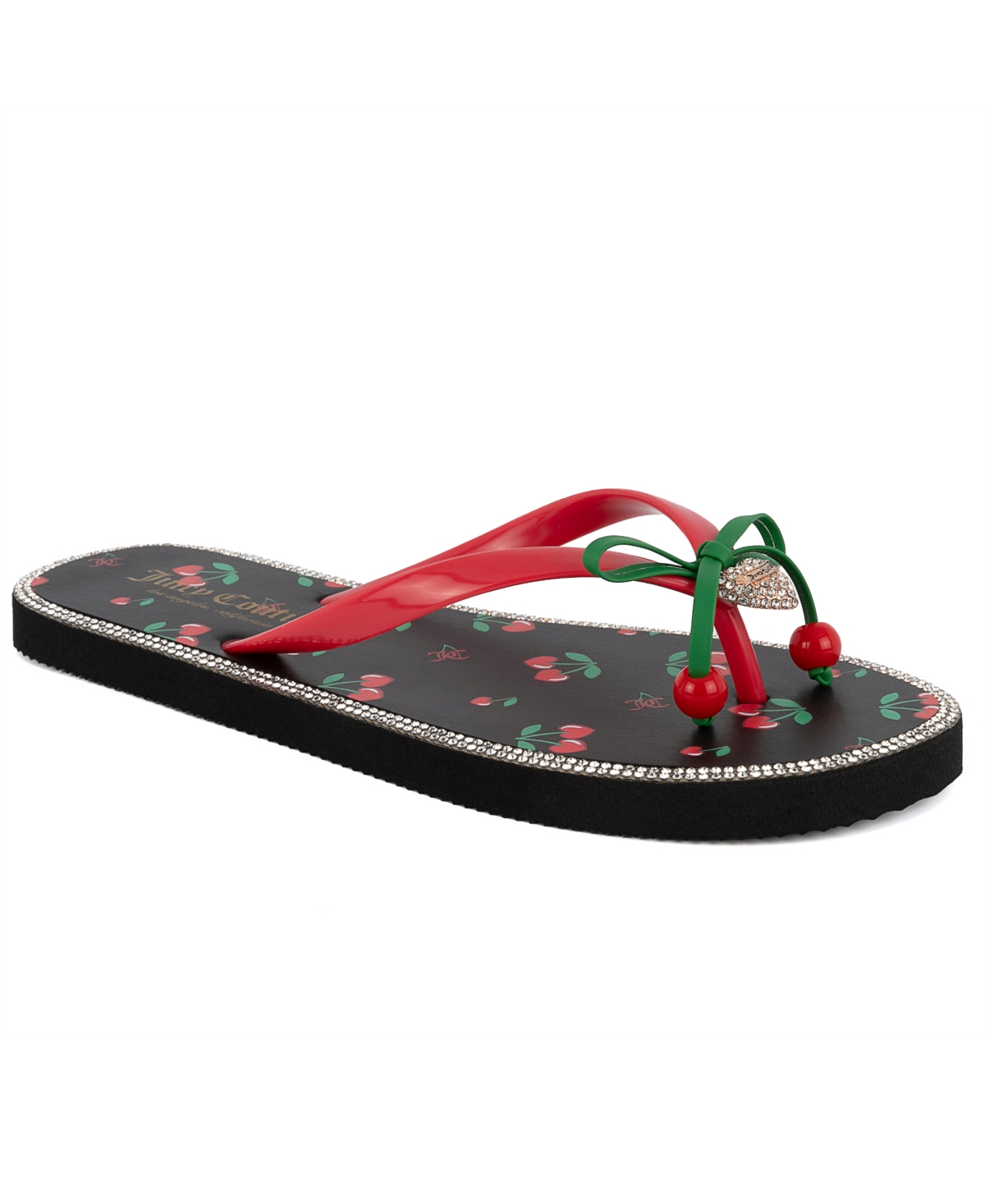 Shop Juicy Couture Women's Slurpy Fruity Flip Flops In Black,cherries