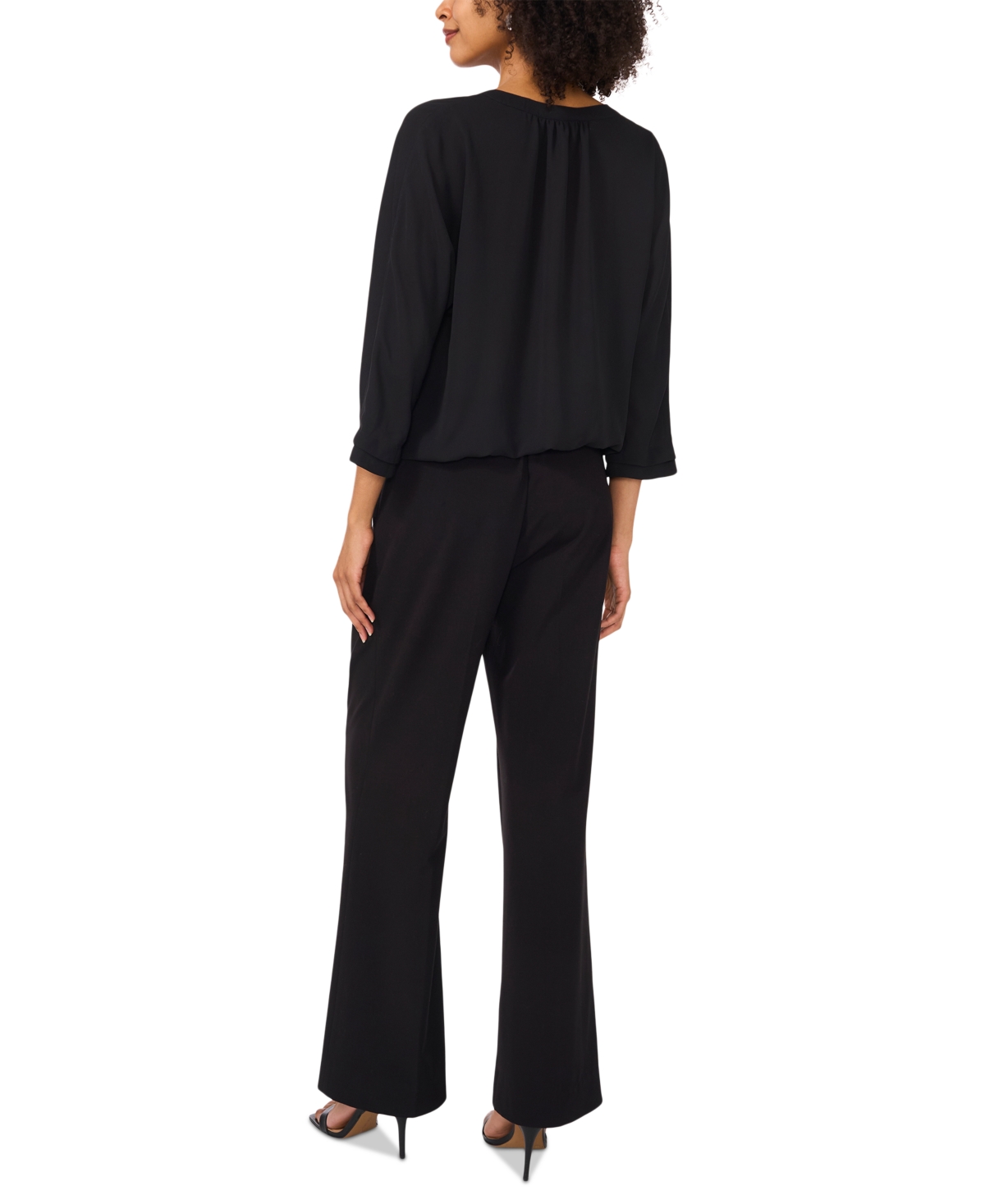 VINCE CAMUTO WOMEN'S V-NECK PLEATED-FRONT-PANEL 3/4-SLEEVE TOP 