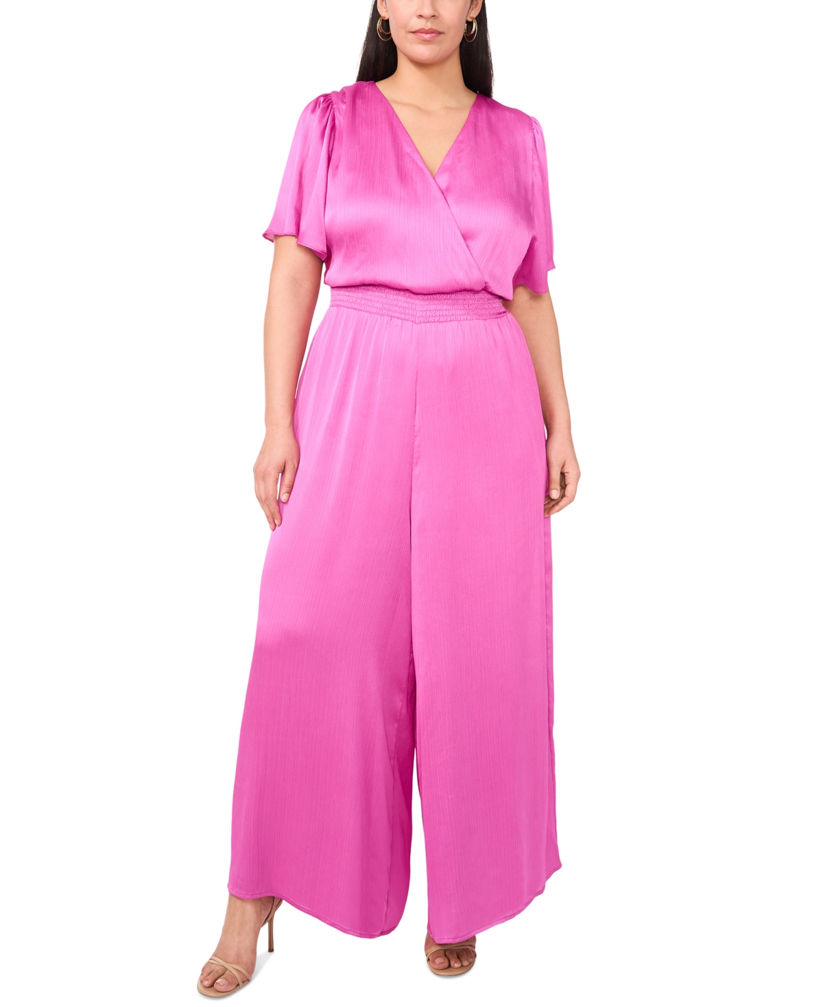 VINCE CAMUTO PLUS SIZE SURPLICE SHORT-SLEEVE JUMPSUIT 