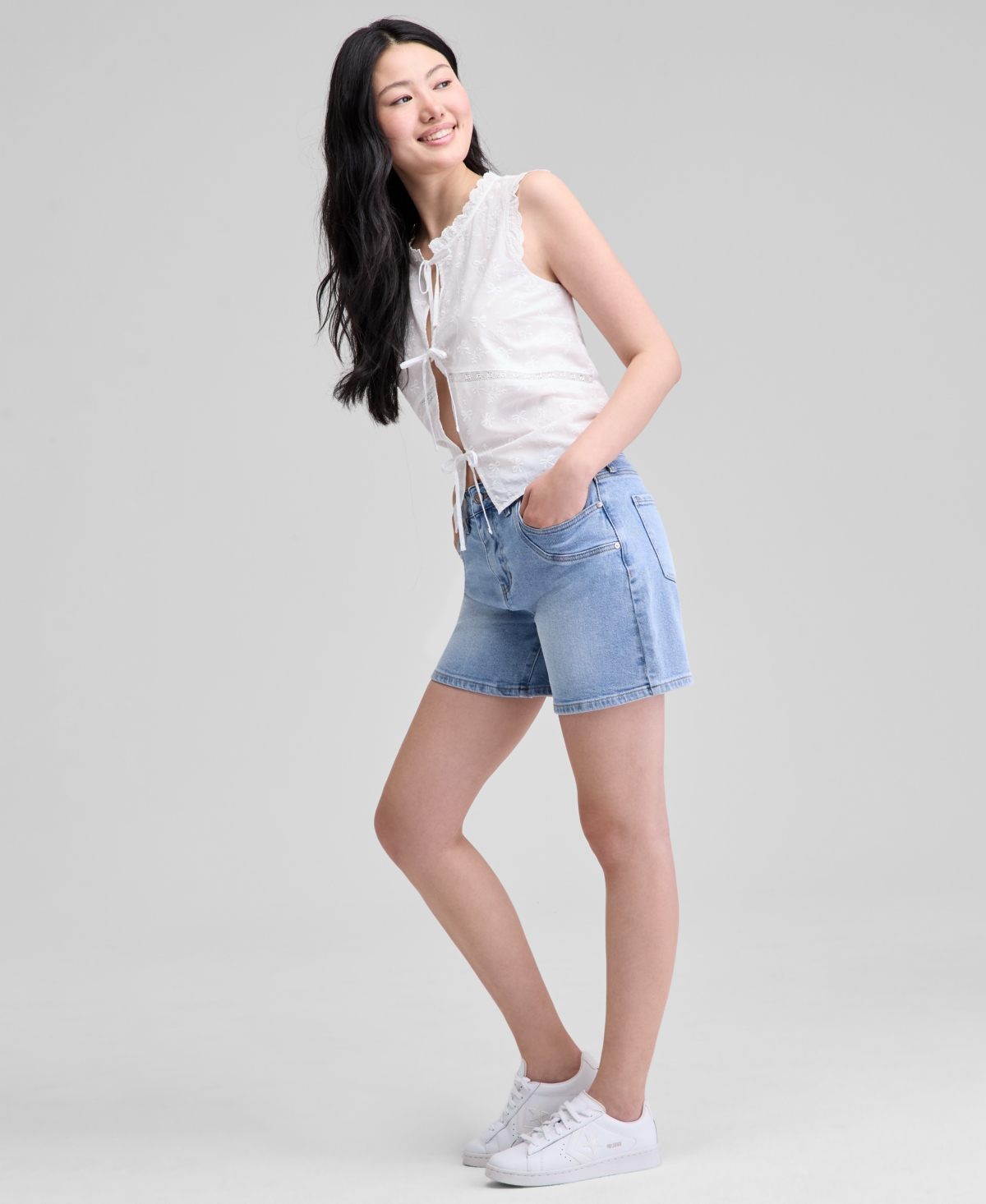 Shop And Now This Women's Double-pocket Denim Shorts, Exclusively At Macy's