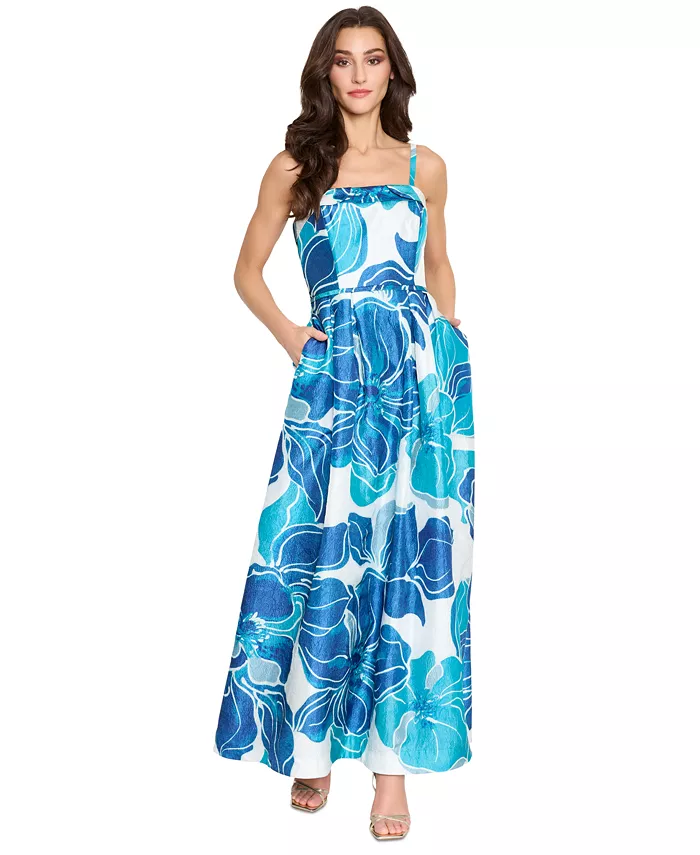 Tahari Women's Floral-Print Square-Neck Gown - thumbnail 2