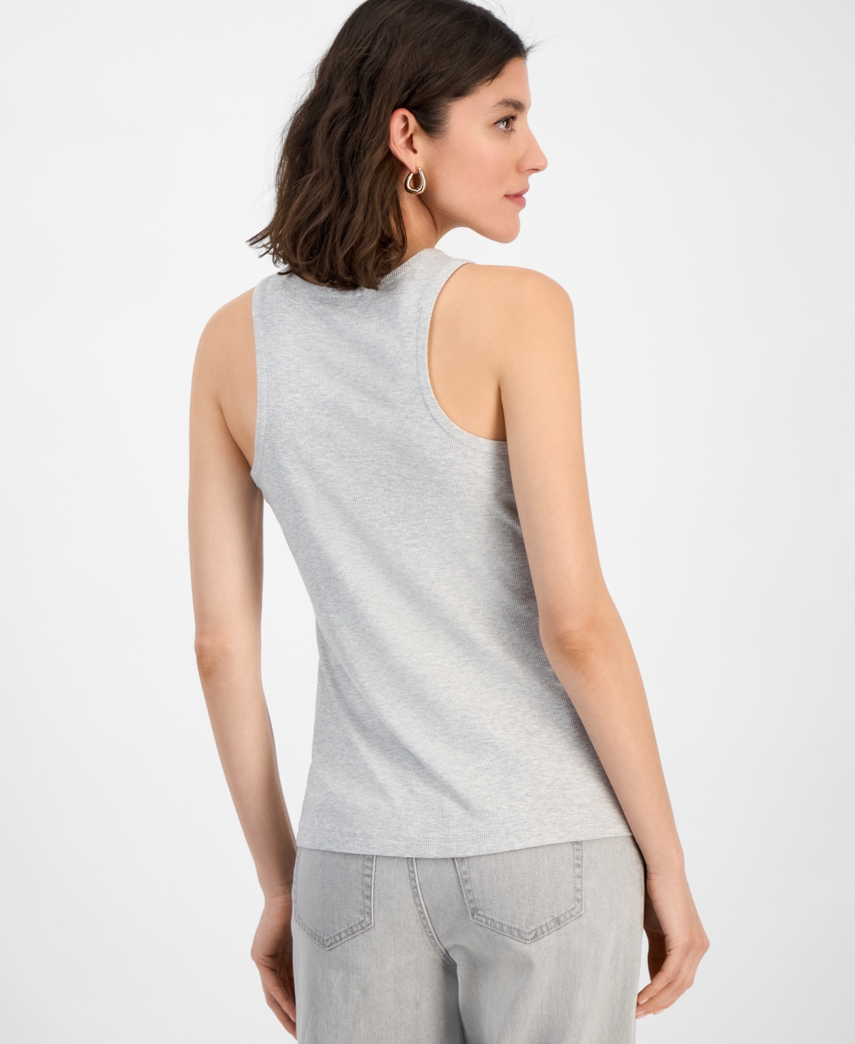 Inc International Concepts Women's Ribbed Knit Tank Top, Exclusively At Macy's In Hthr Belle