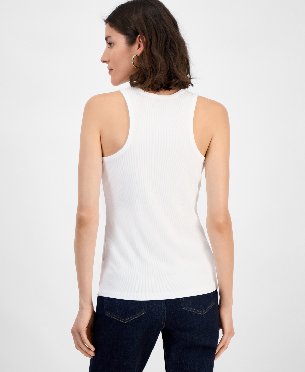 Inc International Concepts Women's Ribbed Knit Tank Top, Exclusively At Macy's In Bright White