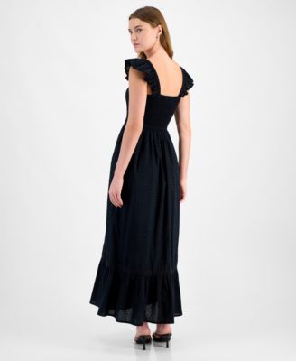 Women's Cotton Ruffled-Strap Swiss Dot Maxi Dress, Exclusively at Macy's