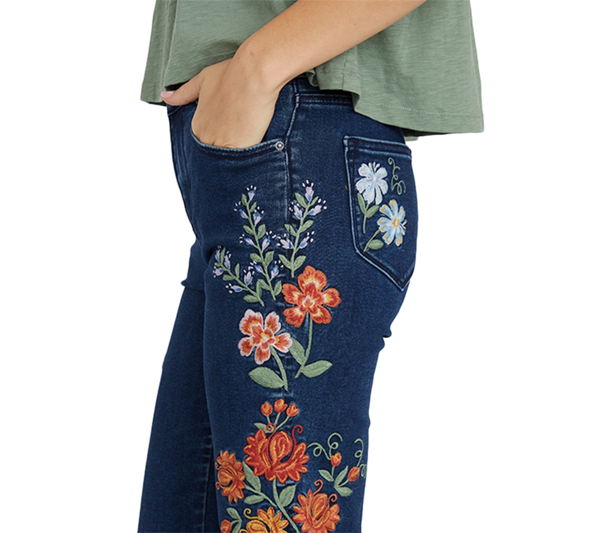 Driftwood Women's Fallon Flared Jeans X Pressed Flowers In Medium Wash