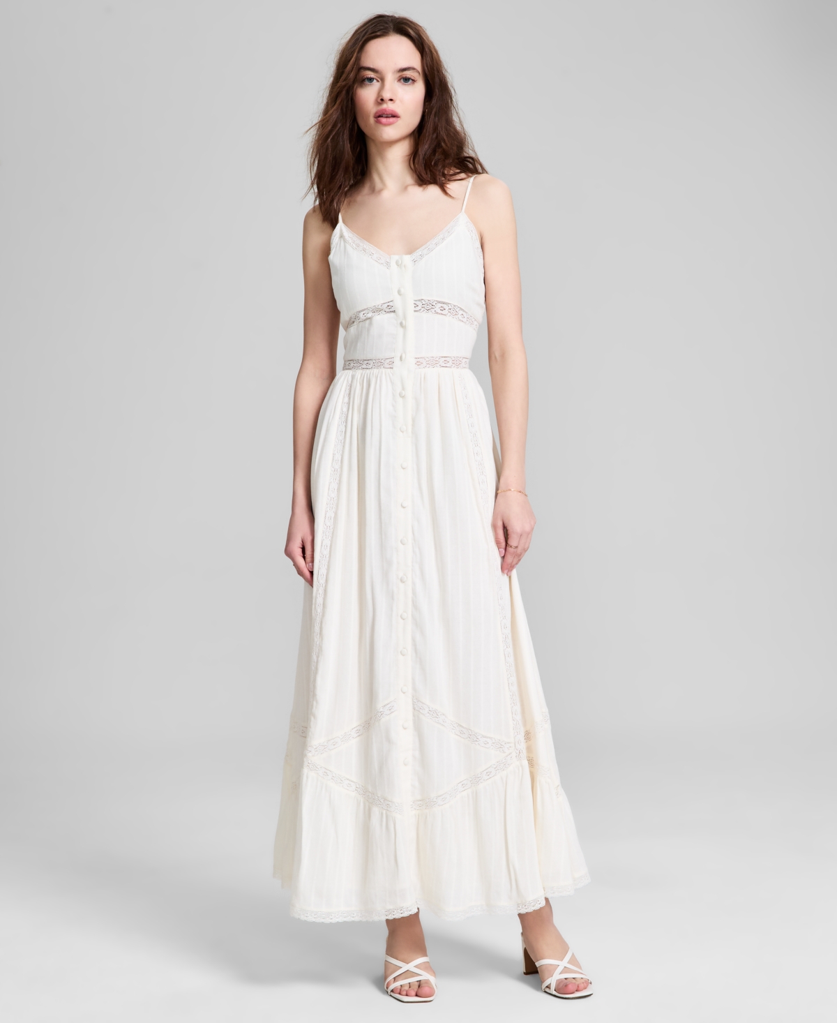 And Now This Women's Lace-inset Fit & Flare Maxi Dress, Exclusively At Macy's