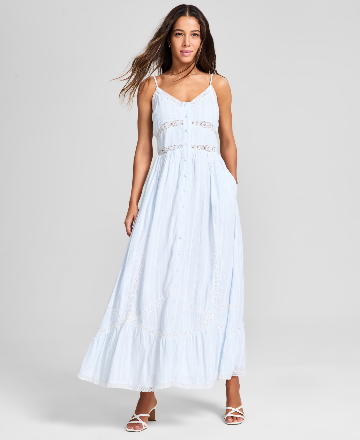 And Now This Women's Lace-inset Fit & Flare Maxi Dress, Exclusively At Macy's