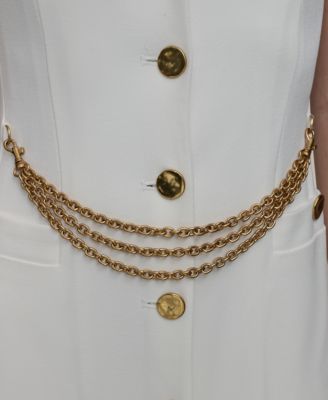 【Donna Karan New York】Button-Front Chain-Trim Dress Donna Karan New York Women's Button-Front Chain-Trim Dress