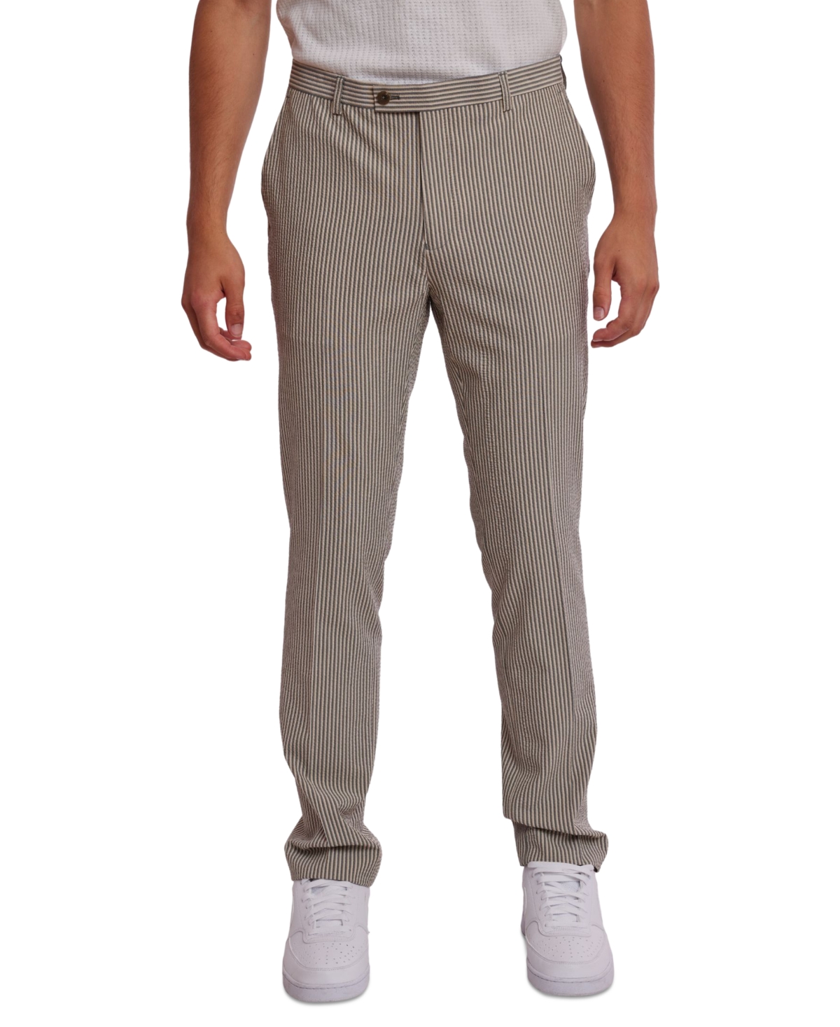 Men's Downing Slim Fit Seersucker Pants - Grey Tan Cream Seersucker