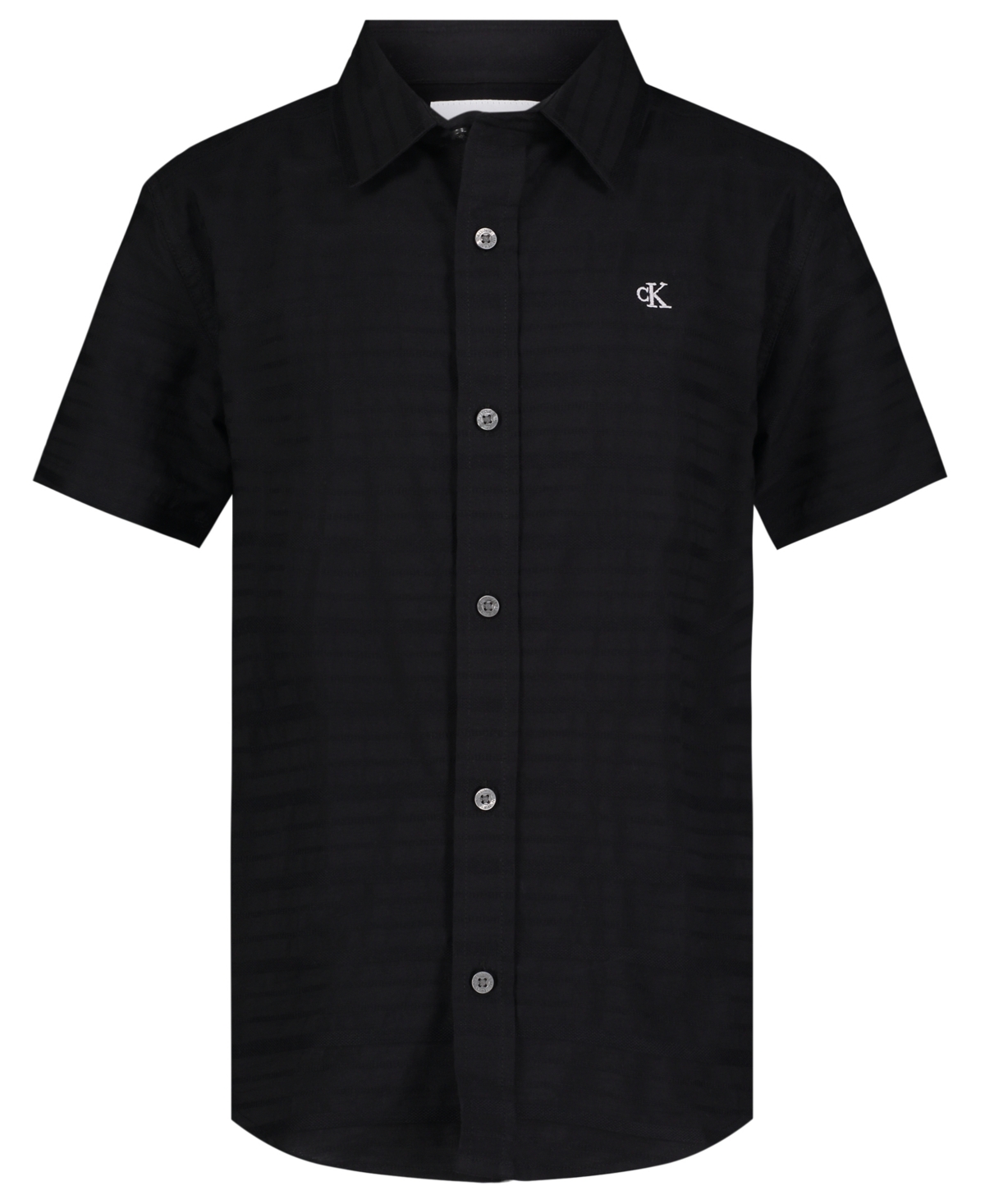 Calvin Klein Big Boys Variegated Dobby Shirt In Black