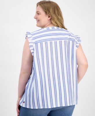 Plus Size Striped Cotton Top