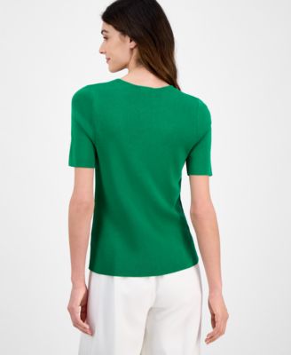 Women's Fine-Rib Crewneck Sweater T-Shirt