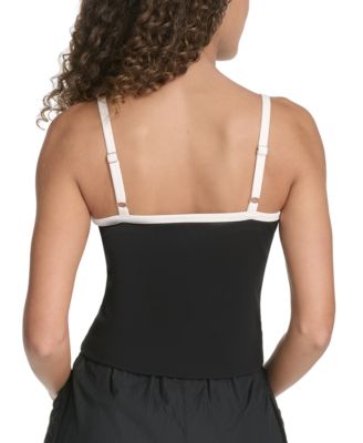 Women's Ringer Contrast-Strap Square-Neck Tank Top