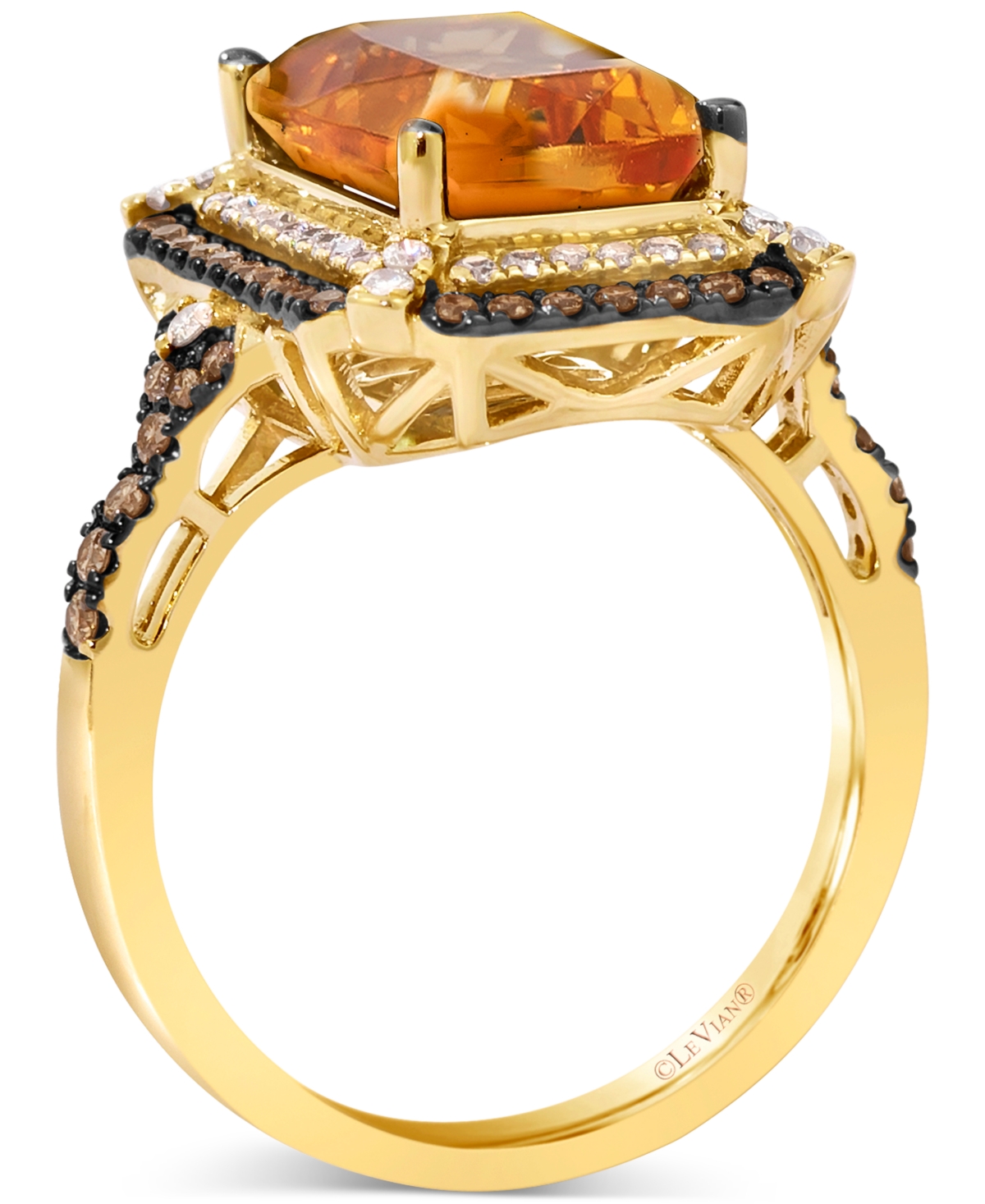 Le Vian Deep Sea Blue Topaz (3-7/8 Ct. T.w.) & Diamond (5/8 Ct. T.w.) Double Halo Ring In 14k Rose Gold (als In Citrine,yellow Gold