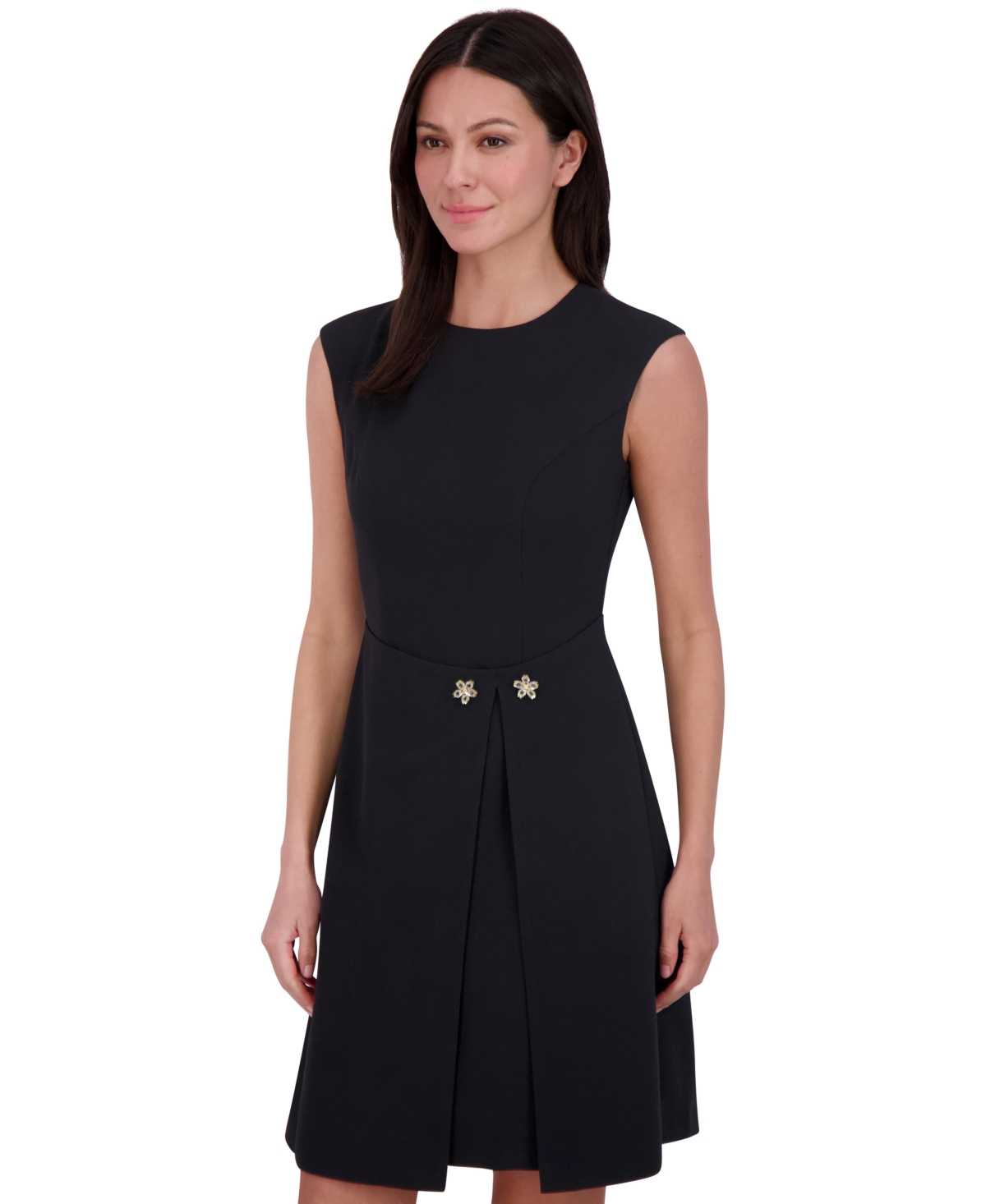 ELIZA J WOMEN'S JEWEL-NECK A-LINE OVERLAY DRESS 