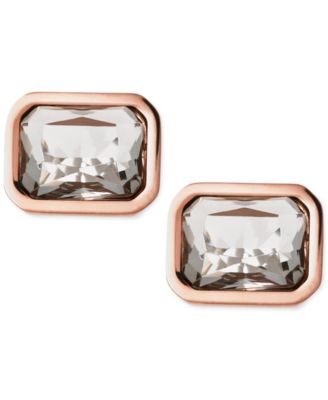 Michael Kors - Rose Gold-Tone & Grey Stone Stud Earrings