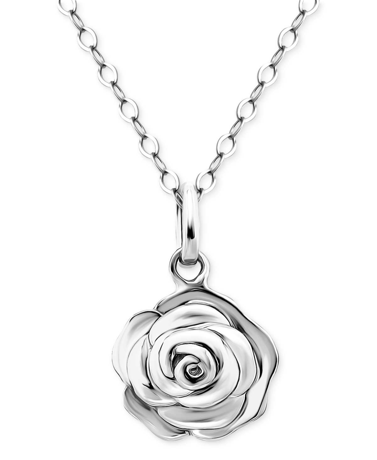 Giani Bernini Rose Pendant Necklace, 16" + 2" Extender In Sterling Silver Or 18k Gold Over Sterling Silver, Exclus In Silver
