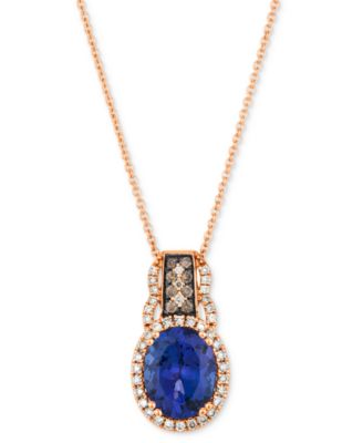 Blueberry Tanzanite (2-1/2 ct. t.w.) & Diamond (1/4 ct. t.w.) 20" Adjustable Pendant Necklace in 14k White Gold