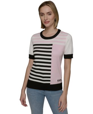 KARL LAGERFELD PARIS - Women's Colorblocked Geometric Sweater