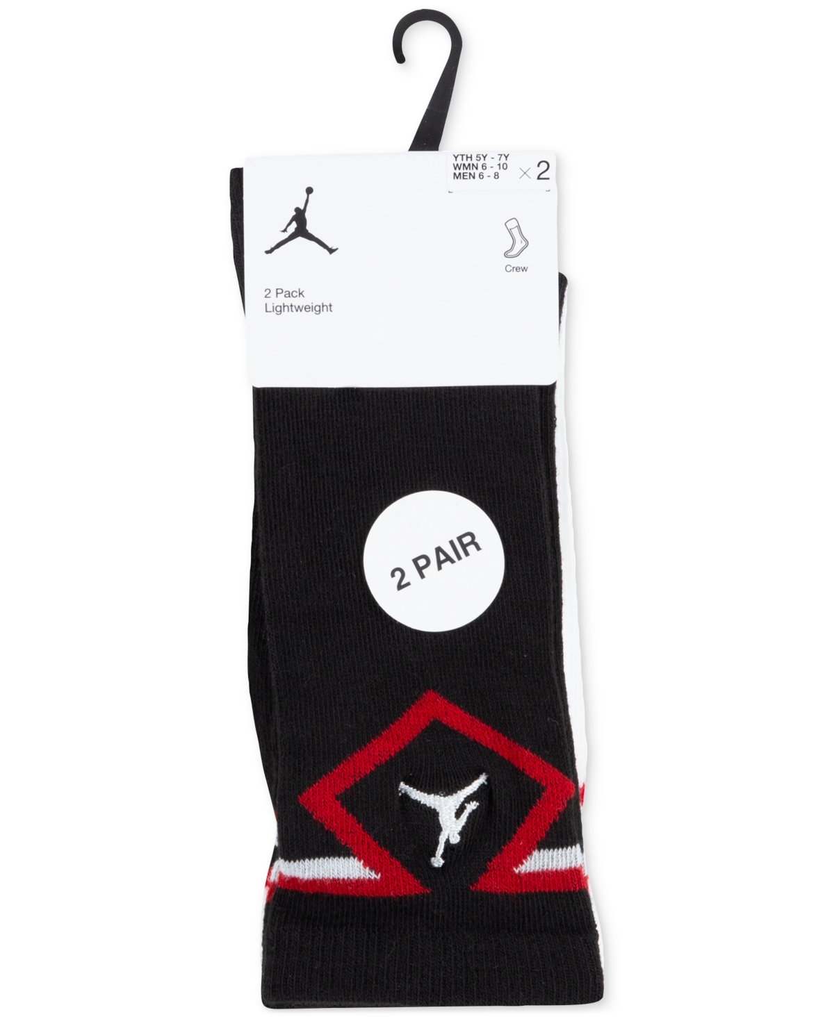 Shop Jordan Big Kids Diamond Logo High Crew Socks, Set Of 2