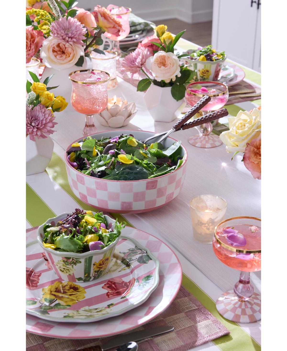 Mackenzie-childs Pink Check Serving Bowl, 112-oz.