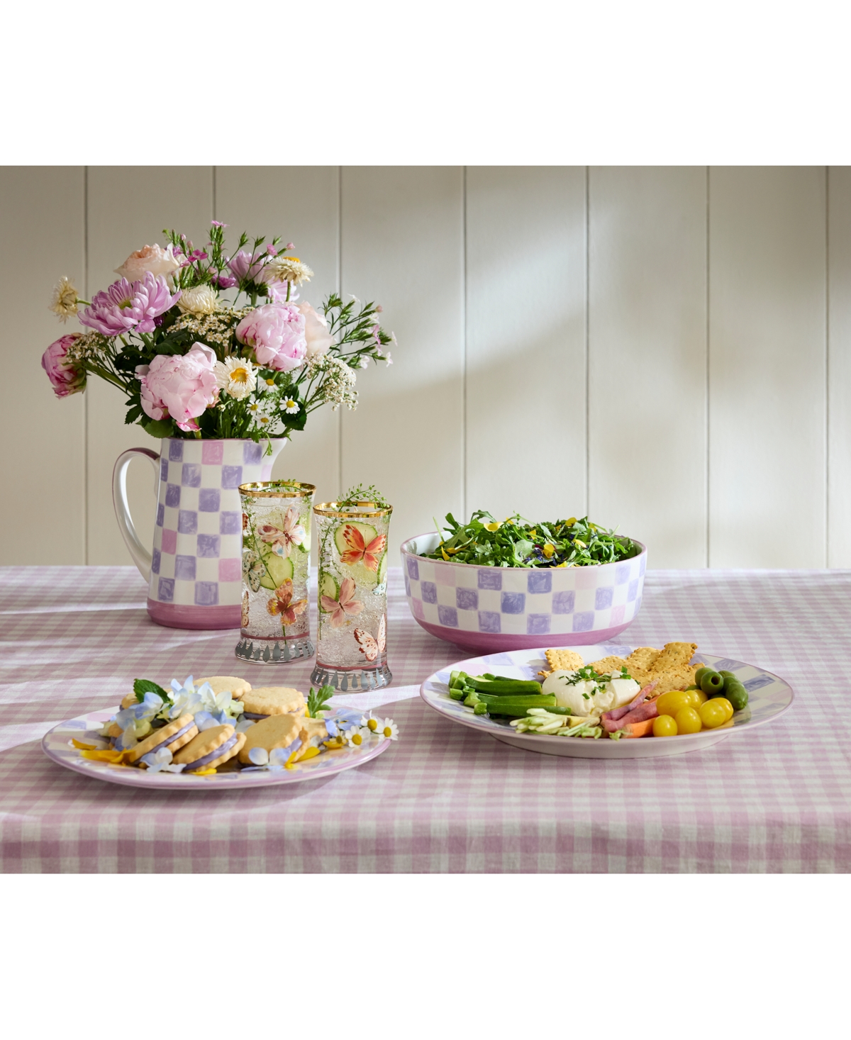 Mackenzie-childs Lilac Check Pitcher