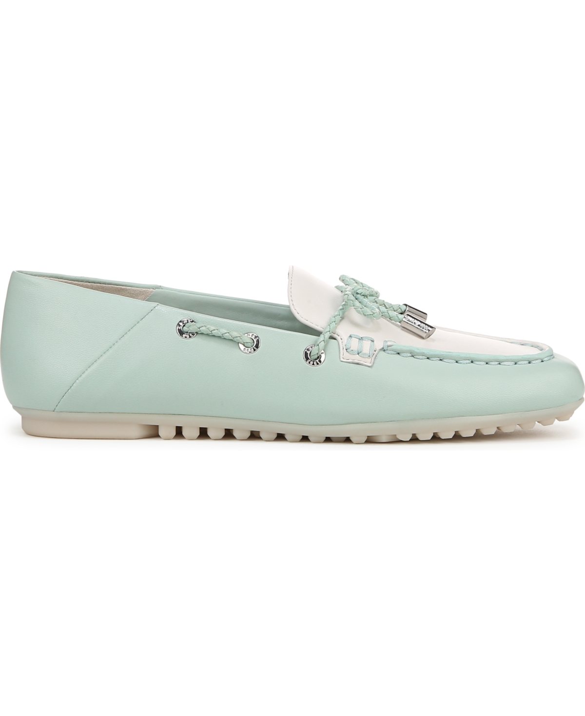 Franco Sarto Women's Zepher Square Toe Apron Toe Boat Shoes In Seaside Blue,white Leather