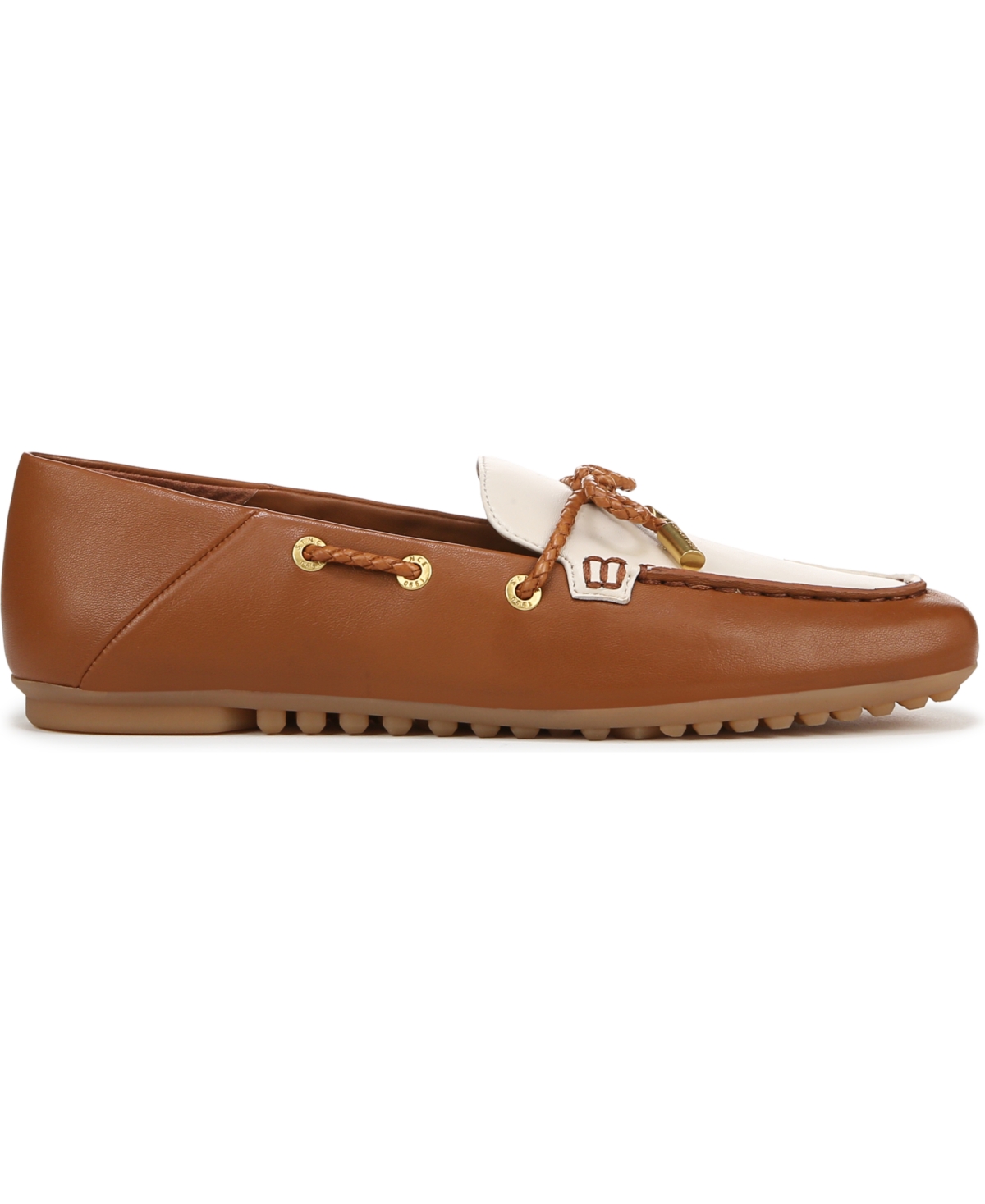 Franco Sarto Women's Zepher Square Toe Apron Toe Boat Shoes In Tan,white Leather