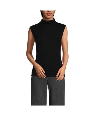 Women's Cap Sleeve Drapey Rib Fitted Funnel Neck Tank