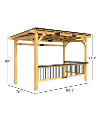 13' x 6' Wooden Grill Gazebo, Hardtop Outdoor BBQ Gazebo, Natural