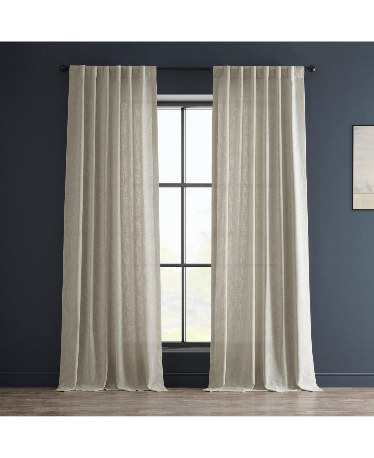 Half Price Drapes Malted Cream Heavy Faux Linen Curtain In Cream