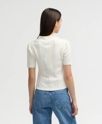 Women s ¾ Sleeve Cardigan with Pointelle Detail