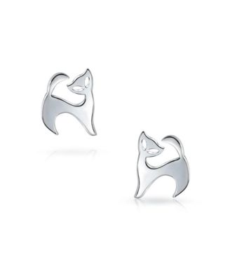 Siamese Cat Stud Earrings in Sterling Silver - Whimsical and Cute Pet Jewelry