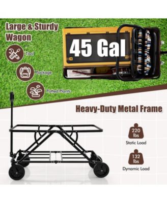 Collapsible Folding Wagon Cart with Adjustable Handle Heavy-Duty Utility Cart for Outdoor and Garden