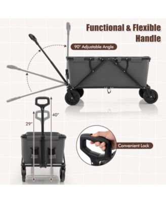 Collapsible Folding Wagon Cart with Adjustable Handle Heavy-Duty Utility Cart for Outdoor and Garden