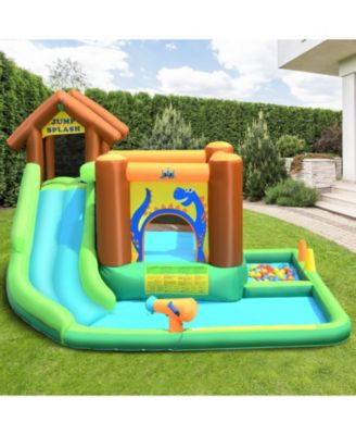 Inflatable Water Slide Bounce House with Climbing Wall Fun Outdoor Playset for Kids