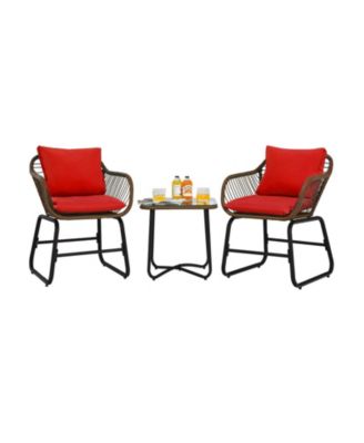 3-Piece Patio Bistro Set Cushioned Chairs & Glass Table for Deck, Balcony, or Garden