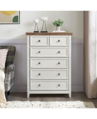 Modern 6-Drawer Dresser, Living Room Storage Cabinet, Farmhouse Organizer