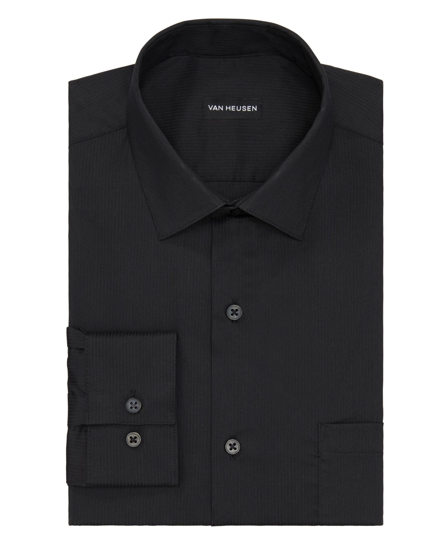 Мужская рубашка Van Heusen Regular-Fit Everyday Defense Dress Shirt, цвет: Чёрный — фото 3