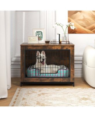 Dog Crate Furniture with Double Lockable Doors and Removable Pull-out Tray