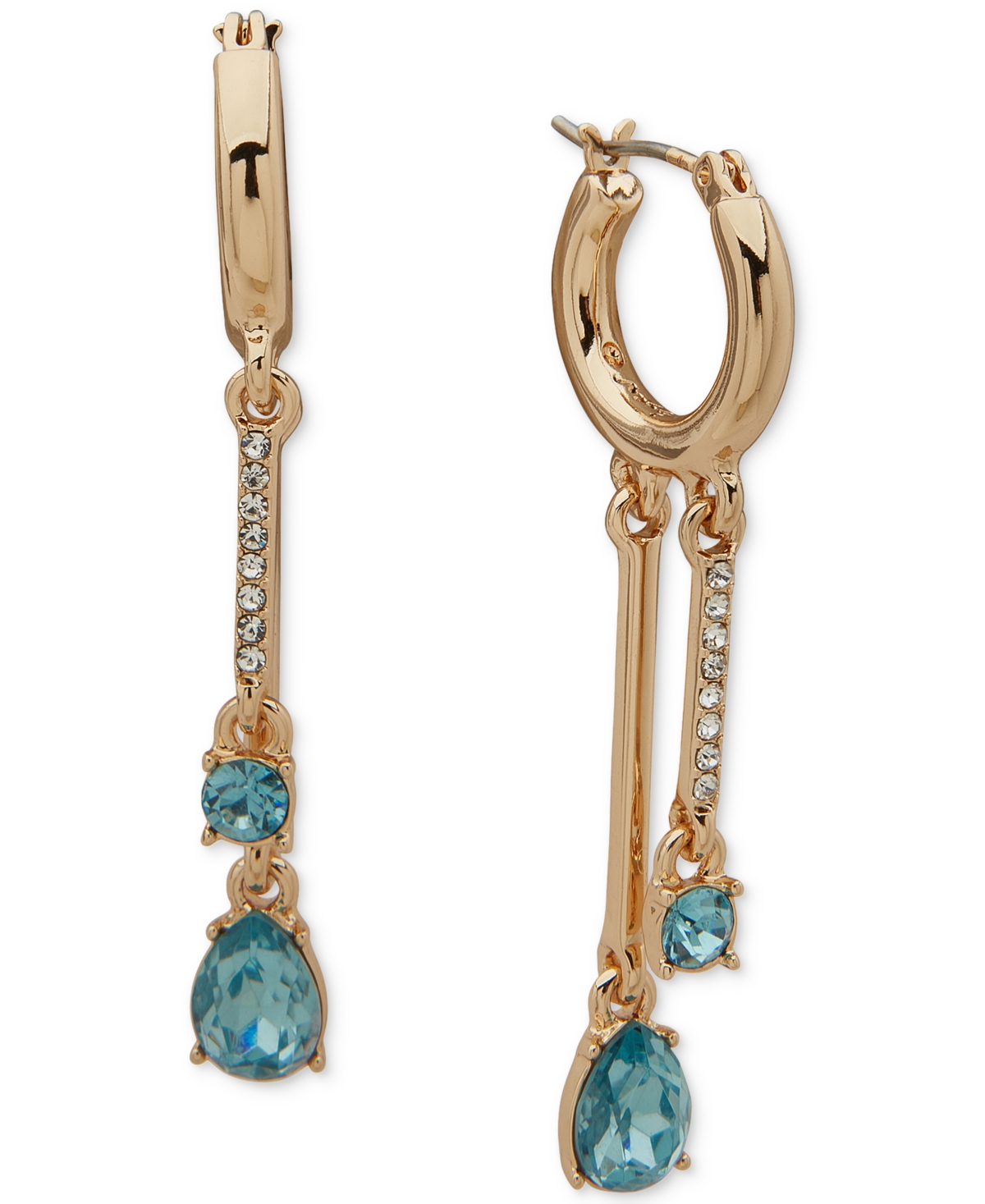 Gold-Tone Mixed Crystal Shaky Charm Hoop Earrings - Crystal/Silver