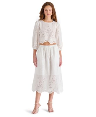 Women's Meera Cotton Crewneck Eyelet Top